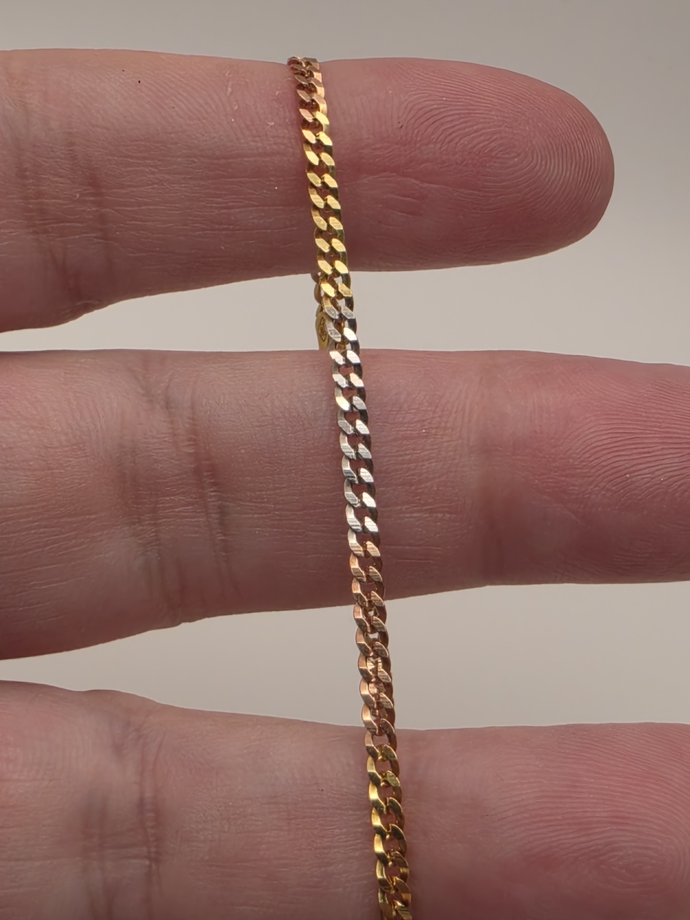 Tri-Gold 6 Inch Cuban Chain Bracelet - Gold, Rose & White
